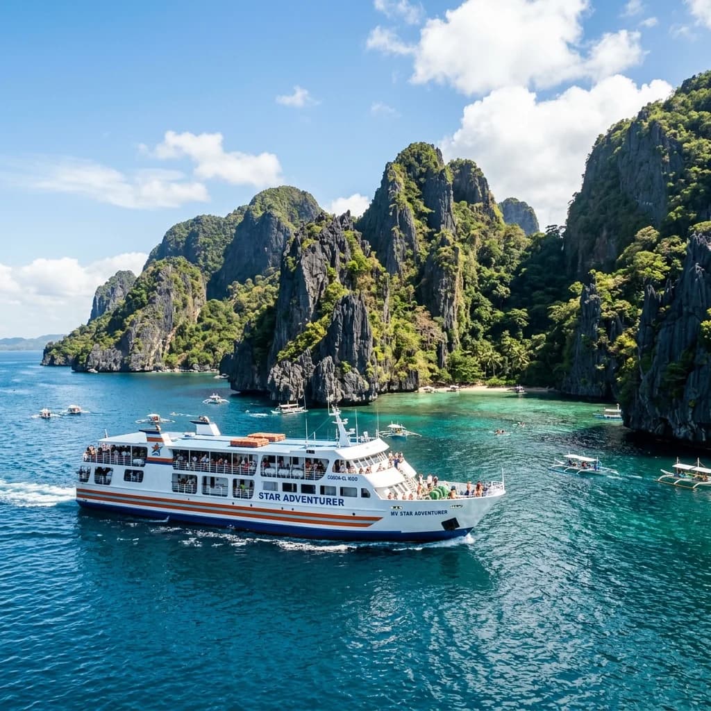 Ship heading to the islands of Coron in the Philippines