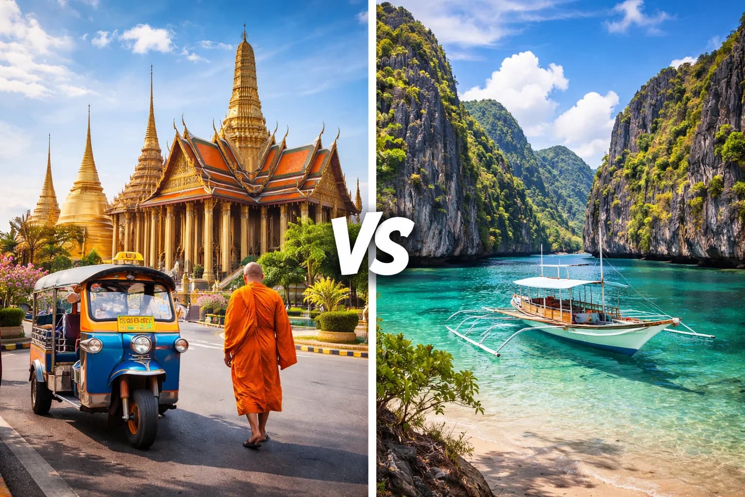 Comparaison visuelle Philippines vs Thaïlande - Infographie détaillée